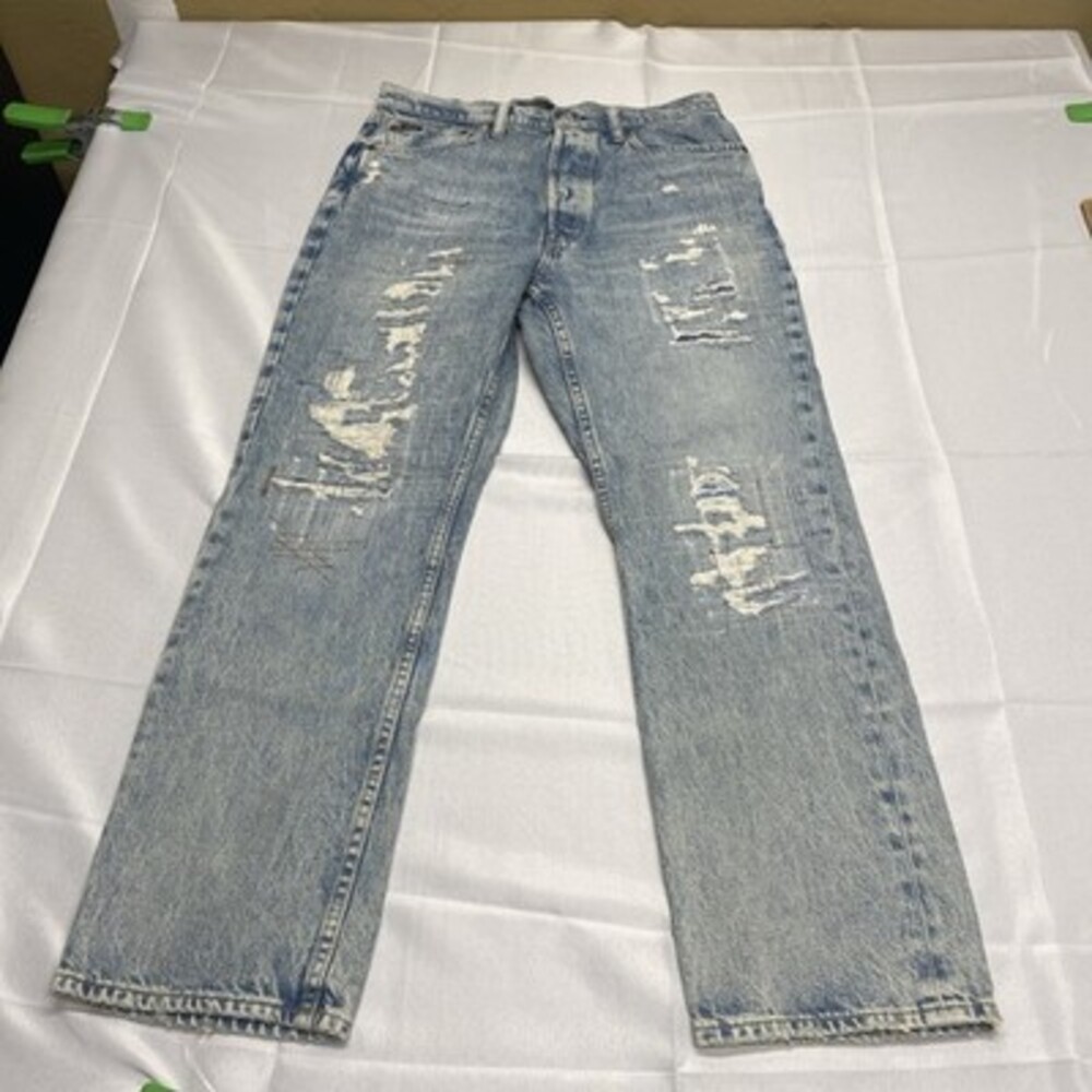 Polo Ralph Lauren The Relaxed Straight Crop Distressed Denim  Blue Jeans!Size 28